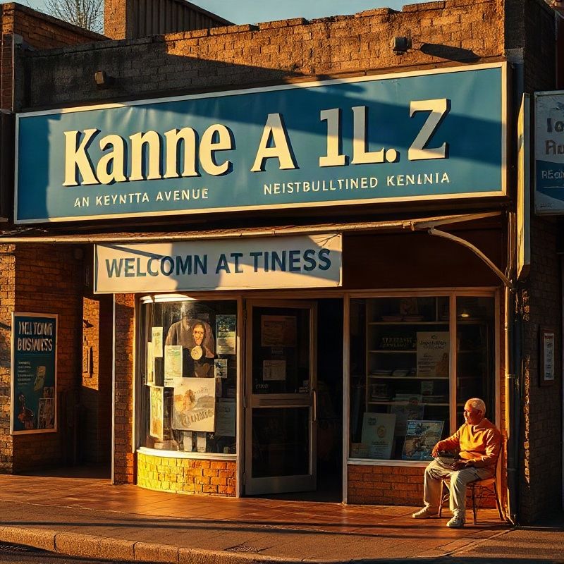 Welcoming exterior of Islandjournalz on Kenyatta Avenue with azure signage
